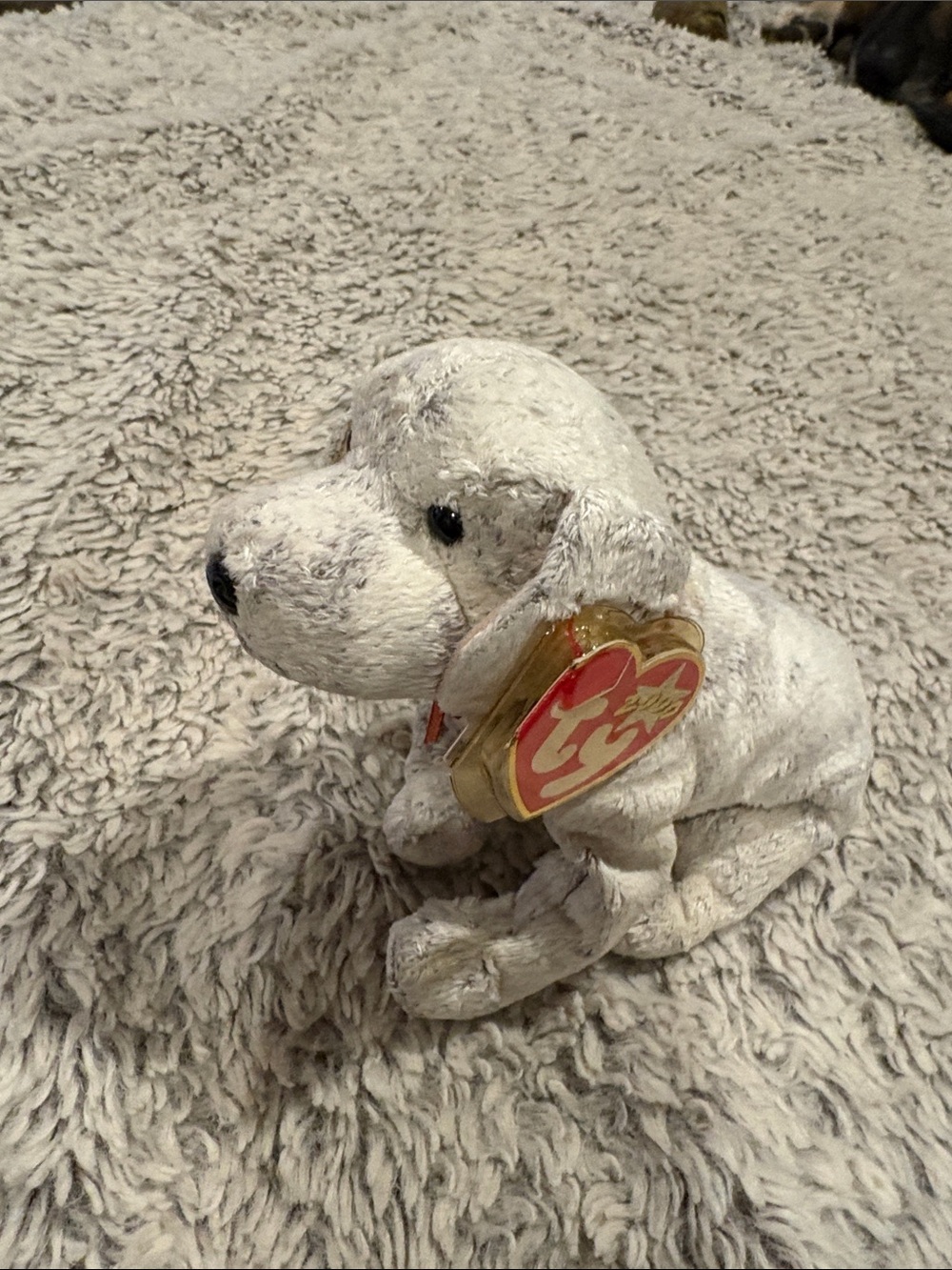 Ty Beanie Baby Tricks Dog Unisex Small White Excellent 2000 Retired Plush Toy‎